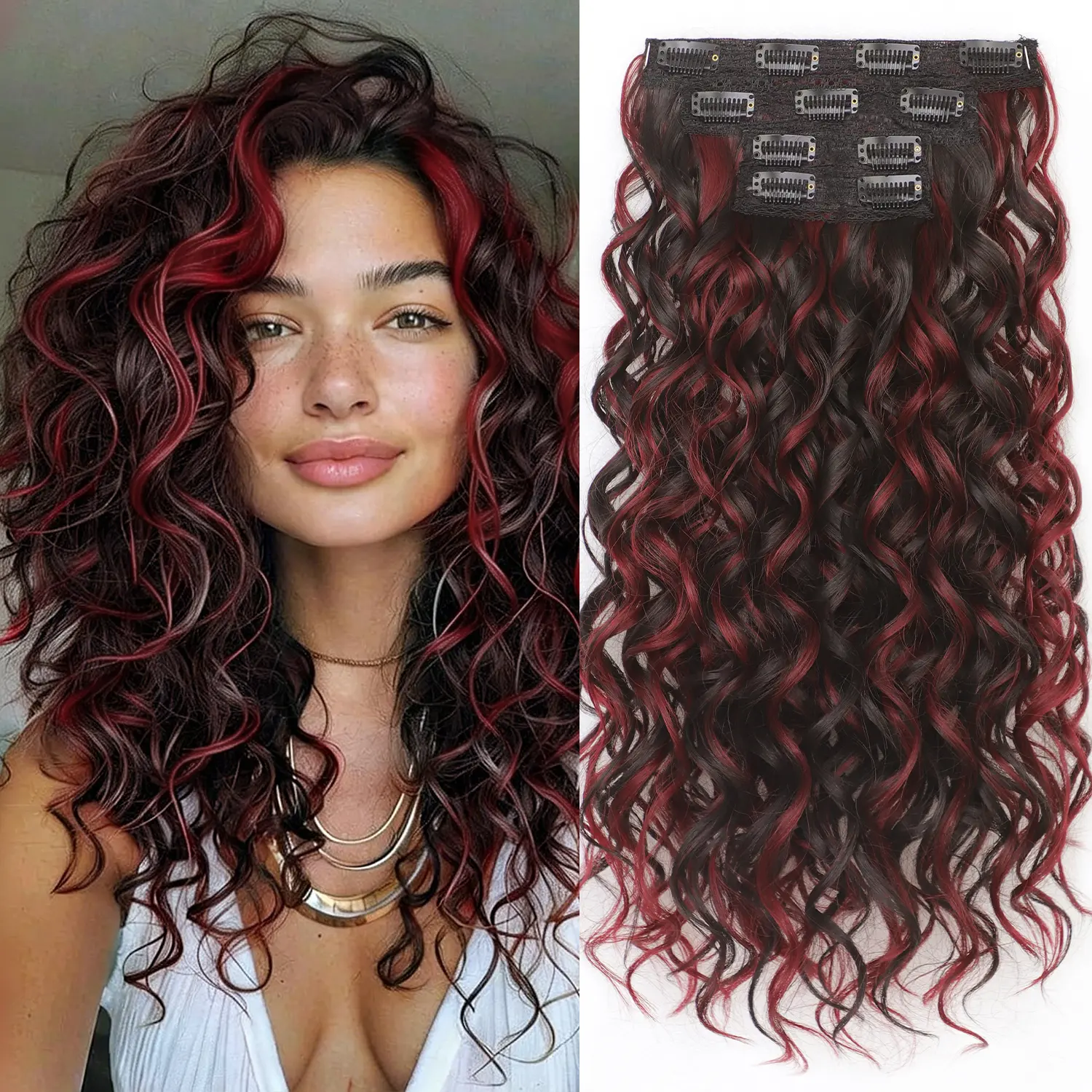 16Inch-Black Burgundy mixed