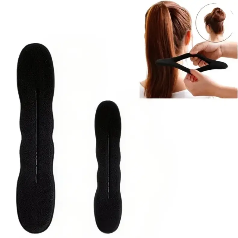 2Pcs Sponge Bun Maker, Lazy Hair Bun Tool, Black Magic Hair Twist Donut, Ponytail Bun Styling Tool, Heatless Styling Tools, Hair Tools