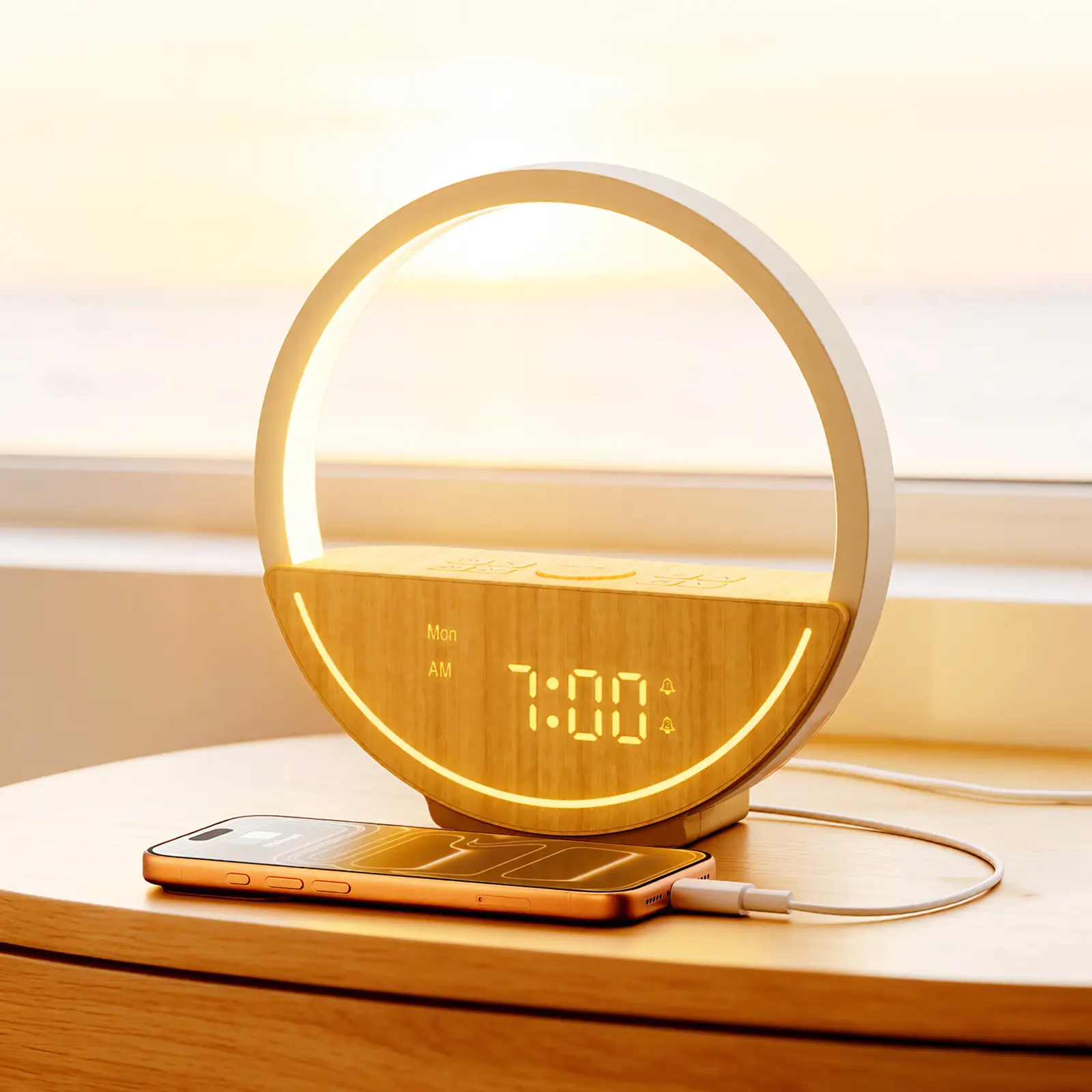 Sunrise Alarm Clock for Heavy Sleepers – Wake Up Light with White Noise & 20 Soothing Sounds, Dual Alarms, Dimmable Night Light & Sleep Timer