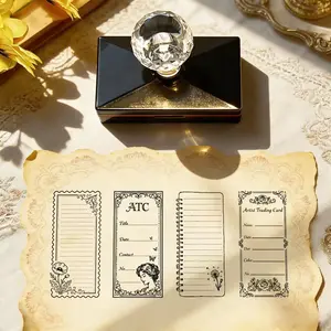 Vintage Border Handmade Stamp Set, Floral & Figure Designs, Atc Note Stamps, Ideal for Journaling, Card Making, Envelopes, Diaries