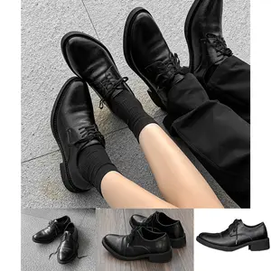 Niche Design Reverse Toe Wizard Shoes for Men, Retro Pointed Leather Shoes, Thick-Soled Derby Shoes, Trendy Unique British Style Casual Sneakers, Luxury Versatile Comfortable Non-Slip Elevator Shoes for Daily Commute Streetwear