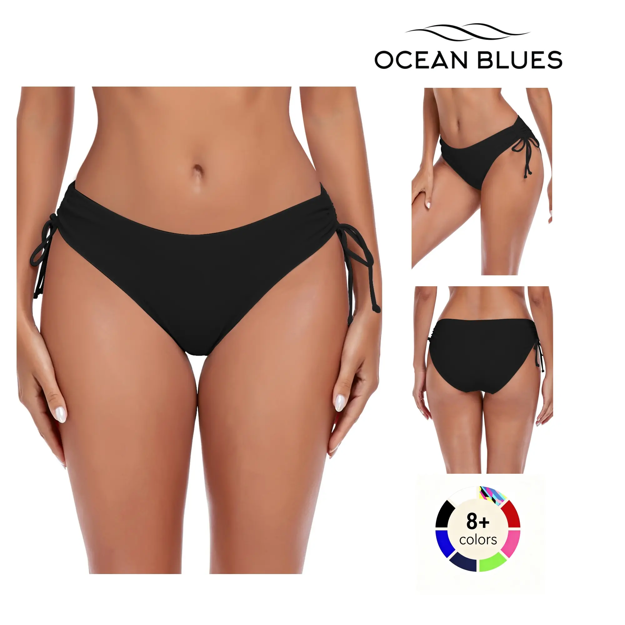 Ocean Blues Women's Full Coverage Swim Bottom Tie Sides Bikini Bottom Soft Adjustable Swimsuits Elastic Band Swimsuit tiktokshopbacktoschool