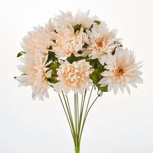 Sweet Cream Autumn Chrysanthemum & Dahlia Fall Blooms Bush Bouquet - 22"