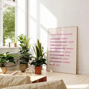 MIRRO Affirmation Bible Verses Wall Art Christian Girl Gifts Pink Christian Wall Art Christian Aesthetic Wall Art Scripture Wall Art