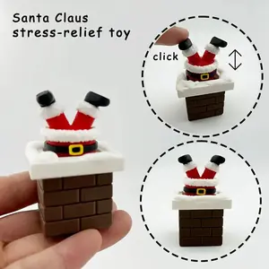 Christmas 3D Printed Stress Relief Fidget Button Toy Set, Includes Santa Claus & Christmas Tree, Fun Desktop Decorations, Holiday Gift