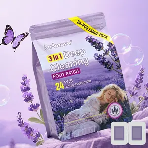 Lavender Foot Pads for Deep Cleansing - 24 PCS Natural Bamboo Charcoal Foot Patch for Stress Relief & Better Sleep - 12 Night Cycle Large Pack Overnight Foot Care toxin removal