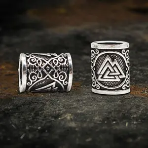 GTHIC Celtic Knot Valknut Alloy Viking Beard Bead Norse Fashion Accessories for Men Women