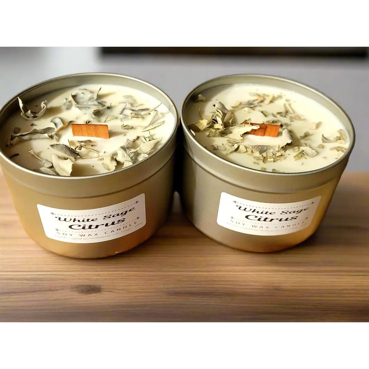 8 oz Herbal and Floral Candles, 100% Soy Wax, Wood Wick