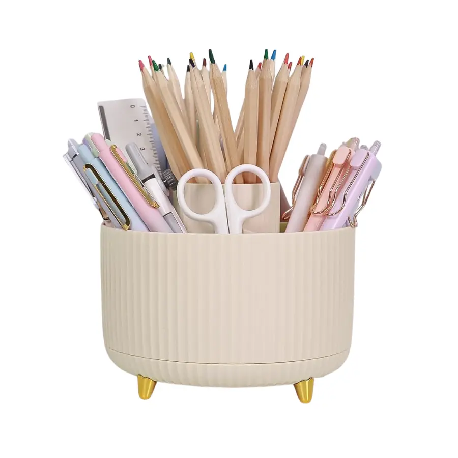 360-Degree Rotating 5-Slot Desk Pen Organizer and Pencil Holder for Office, School and Home