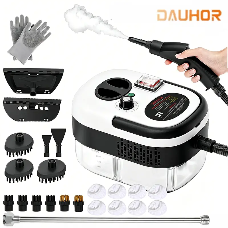 2500W Pressurized Handheld Steam Cleaning Machine, 30-60 Minutes Runtime, with 14/23 Accessories for Car Detailing (Seats, Dashboards, Tires)