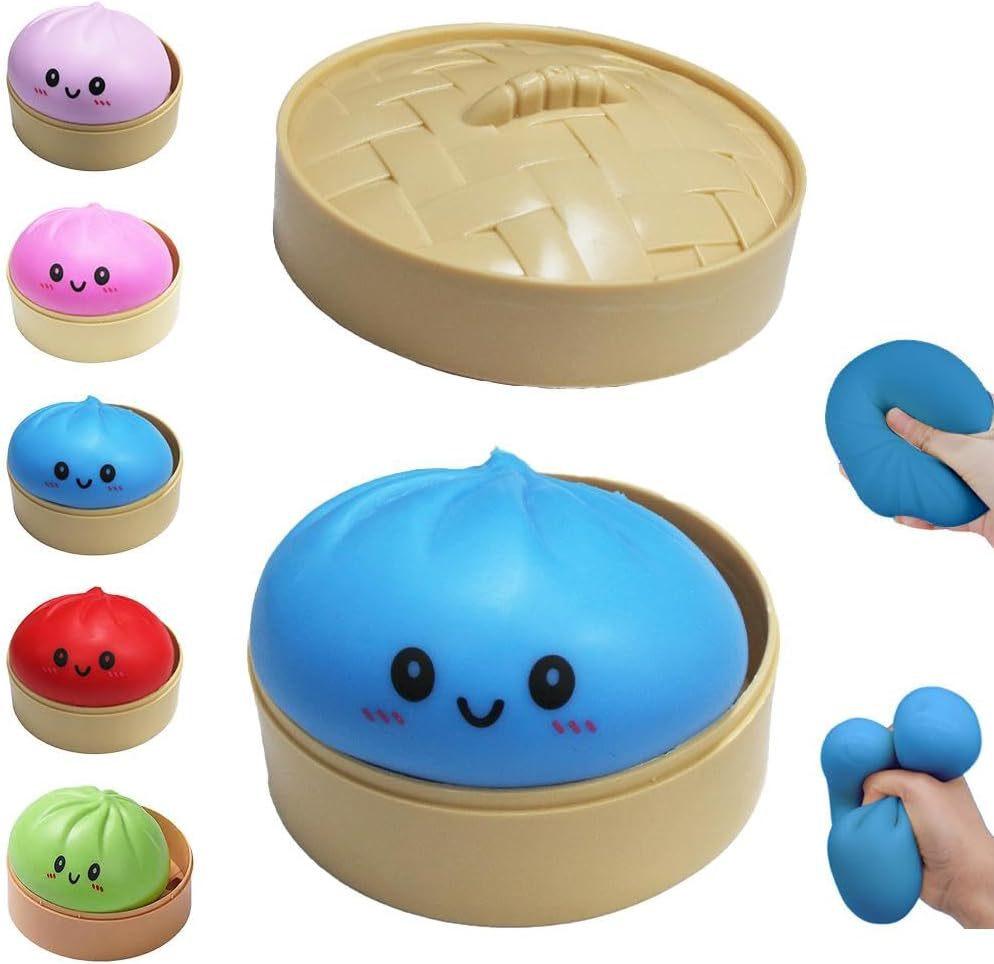 Squishy Dumpling Stress Balls for Adults, Dumpling Squishy Toys for Kids, Dumpling Fidget Sensory Toy,Diameter Squeeze Dough Ball Stress Relief Toy, Stretchy Stress Ball Squish Toys