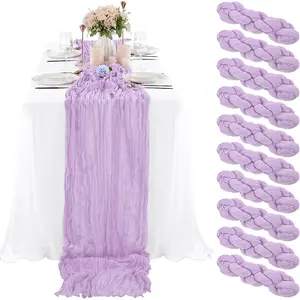 10 Pack Cheesecloth Table Runners, 100% Polyester Fabric for Birthday, Wedding & Holiday Decor, Stylish Table Decorations