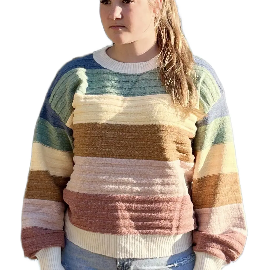 Rib Textured Stripe Sweater