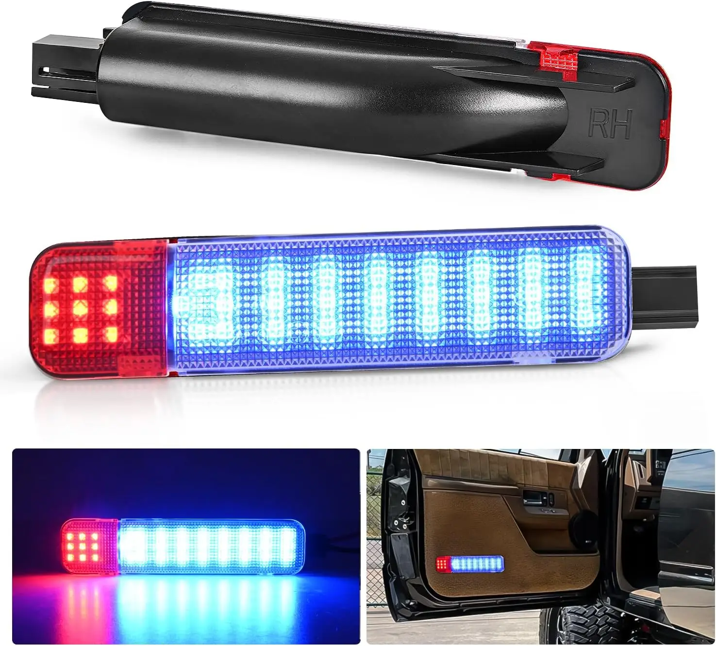 Nilight 2PCS LED Interior Door Panel Light Courtesy Warning Lights Blue and Red Plug and Play Compatible with Chevy GMC C/K Silverado Sierra 1500 2500