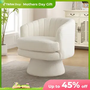 [summervibes] Ebello Modern and Comfortable Versatile Wool Chair, Comfortable Round Armchair, 360 Degree Rotating Bucket Chair, Suitable for Living Room, Bedroom, Office
