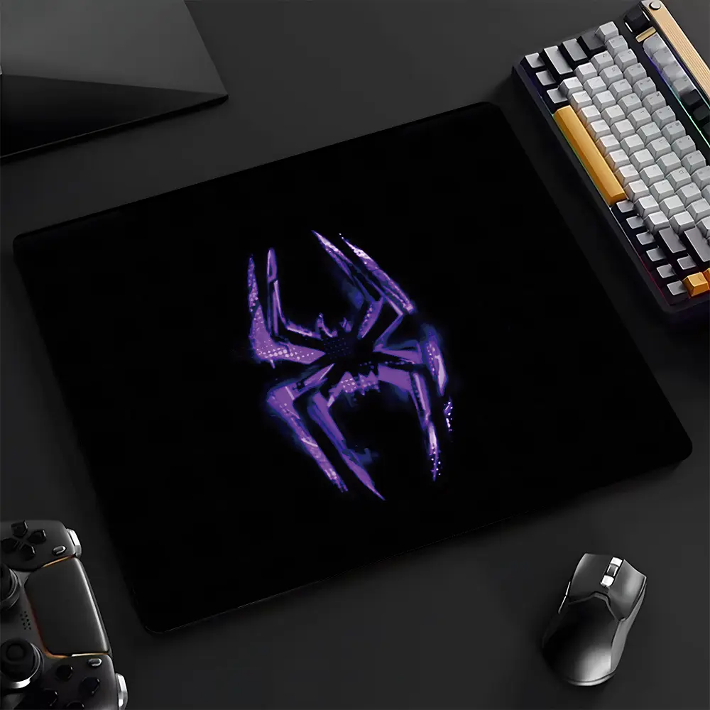 Neon Purple Spider Large Gaming Glass Mouse Pad,High Quality Reinforced Glass, Aesthetic Waterproof Washable Smooth Hard Desk Mat, Smooth touch is a must-have for gamers,Reinforced and Upgraded Smooth for Gaming,Ideal Gift for Family Friend
