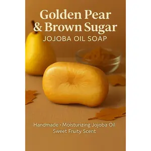 Golden Pear & Brown Sugar Soap: Handmade Jojoba Oil Moisturizing Bar