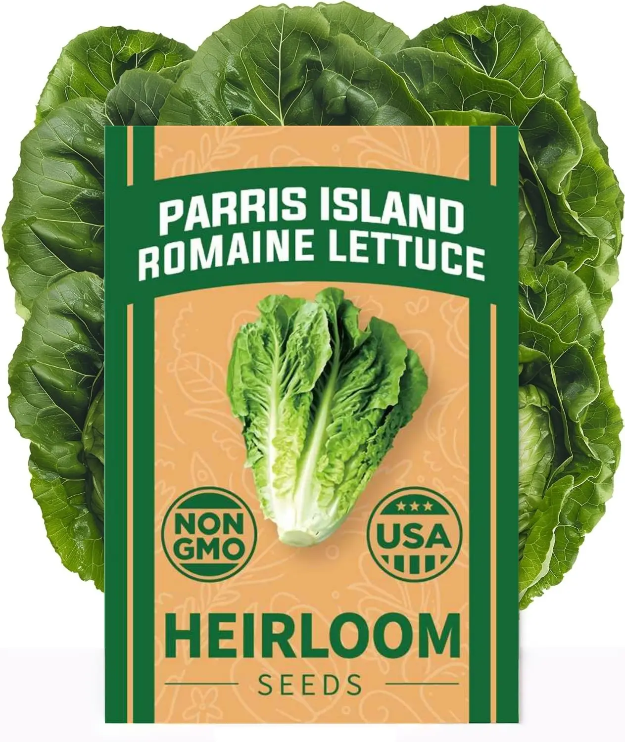 Parris Island Romaine Lettuce Seeds for Planting, Heirloom Type Non-GMO Vegetable Seeds, Crisp Upright Heads, Heat-Tolerant Variety for Outdoor Garden, Easy-to-Grow for Home Growers (Home Garden Raised Beds, Containers, Fresh Salad Greens)