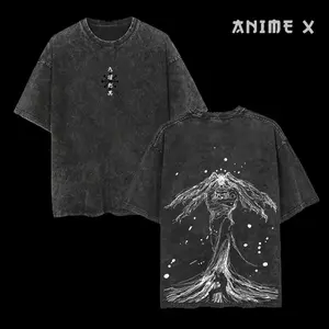 Retro Heavy Limited 90s Demon Shinigami Mahoraga Jujutsu Kaisen Anime Vintage Oversized Washed Tee Unisex Oversize Anime Manga Washed Heavyweight Cotton T-shirt, Gift For Anime Fan, Anime Lover