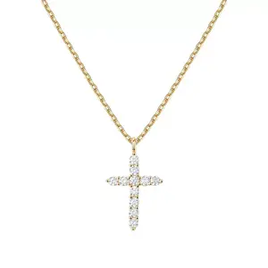 14K Gold Plated Cross Necklace for Women 925 Birthstone Cross Chain Cubic Zirconia Necklaces Best Friend Birthday Gifts for Women Sister Mom Wife Her Friend Party