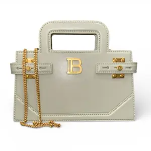 Pre-owned Balmain leather Shoulder Bags Small B Buzz Top Handle Bag in Grained Leather.