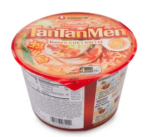 Nongshim Premium Tantanmen Instant Spicy Ramen Noodles Bowl - Ambient Pantry Food with Chili Oil, Creamy Sesame, Ground Sesame Seeds, 470 Calories