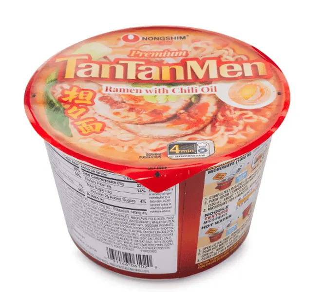 Nongshim Premium Tantanmen Thick Instant Spicy Ramen Noodles Bowl - Microwave Ready Ambient Pantry Food with Chili Oil, Creamy Sesame, Ground Sesame Seeds, Salt, Wheat Flour, 470 Calories for Adults