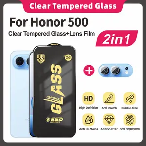 For Honor 500 HD Frame Tempered Glass Film + Lens Film Set, Esd Anti-Static, Fingerprints Resistant, Easy Installation, No Bubbles