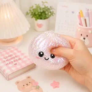 Giant Glitter Dumpling, Giant Dumpling Squishy, Mega Rainbow Dumplings, Cute Anxiety Relief Fidget Toy, with Steamer Box,Soft Squeeze Decompression Dough for Adults summerwins