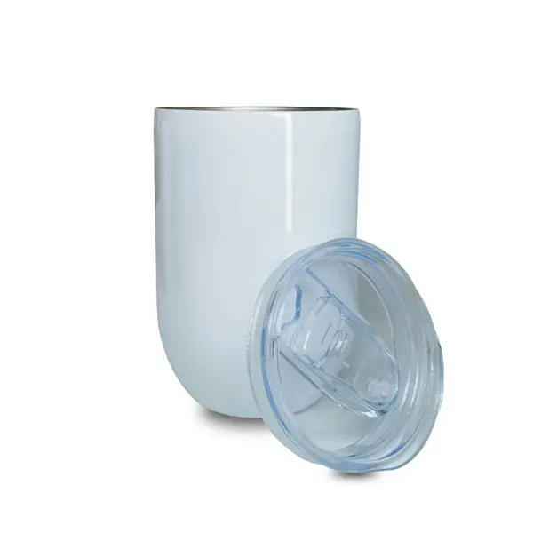 USA Warehouse 12oz ege shape sublimation tumbler White Blanks Stainless Steel Egg Shaped 12oz Wine Tumbler Cup With Sliding Lid