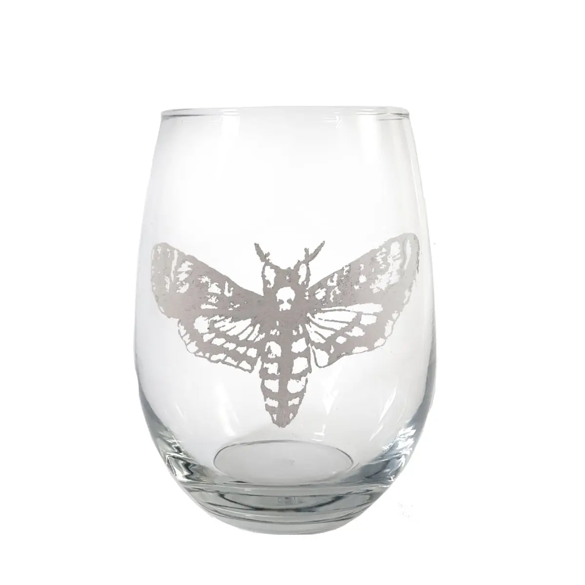 Lyoncraft SWDM01 18oz Laser Engraving Hawk Moth Stemless Wine Glass - Round Bowl, 500-1000 ml, Dishwasher Safe, for Adults' Wine Enjoyment