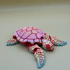 3D Print Sea Turtle Figurine - Colorful Shell Design, Unique Decorative Piece for Home or Office