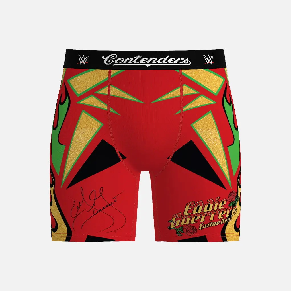 Contenders Clothing Men's Official WWE Eddie Inspired Latin Heat Short-Length Boxer Briefs - Menswear Underwear, Polyester Spandex, Ride Control, Vibrant Print, No-Ride-Up Inseam, Graphic Design, Signature Look, Inseam Support
