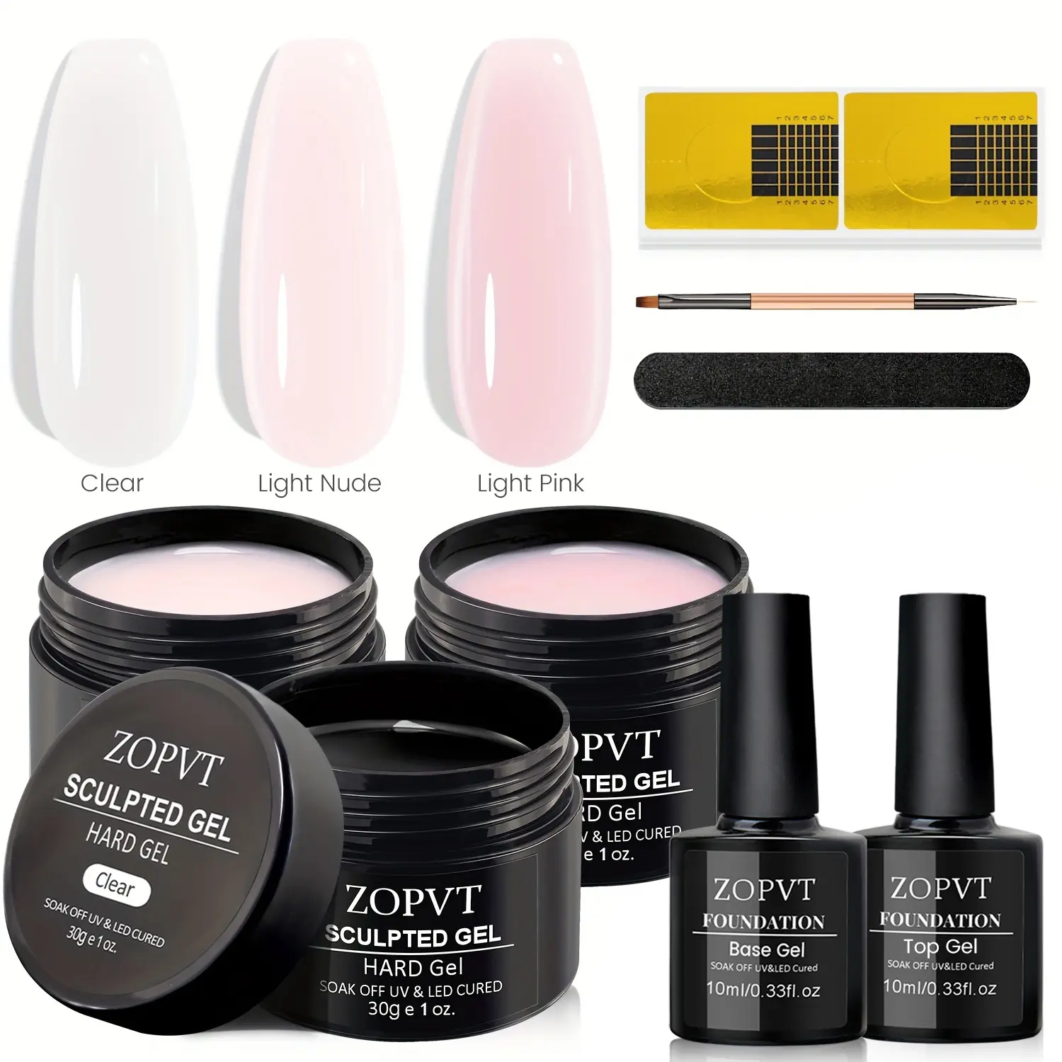 Builder Gel Nail Kit, Transparent Color, Light, 3 Colors Builder Gel Nails Set, Hard Gel Nail Builder, 30g, Manicure Extension Tool, Nail Art Tool, Nail Prep Kit, Strengthener Gel Builder, Nail Design, Nail Extension Diy