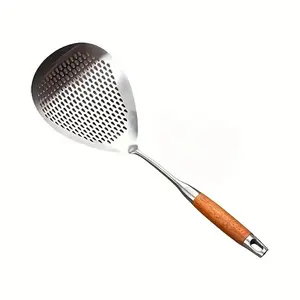Stainless Steel Colander, 1 Count Durable Kitchen Filter with Wooden Handle, Kitchen Utensils & Gadgets for Cooking & Baking, Kitchen Strainer Utensils