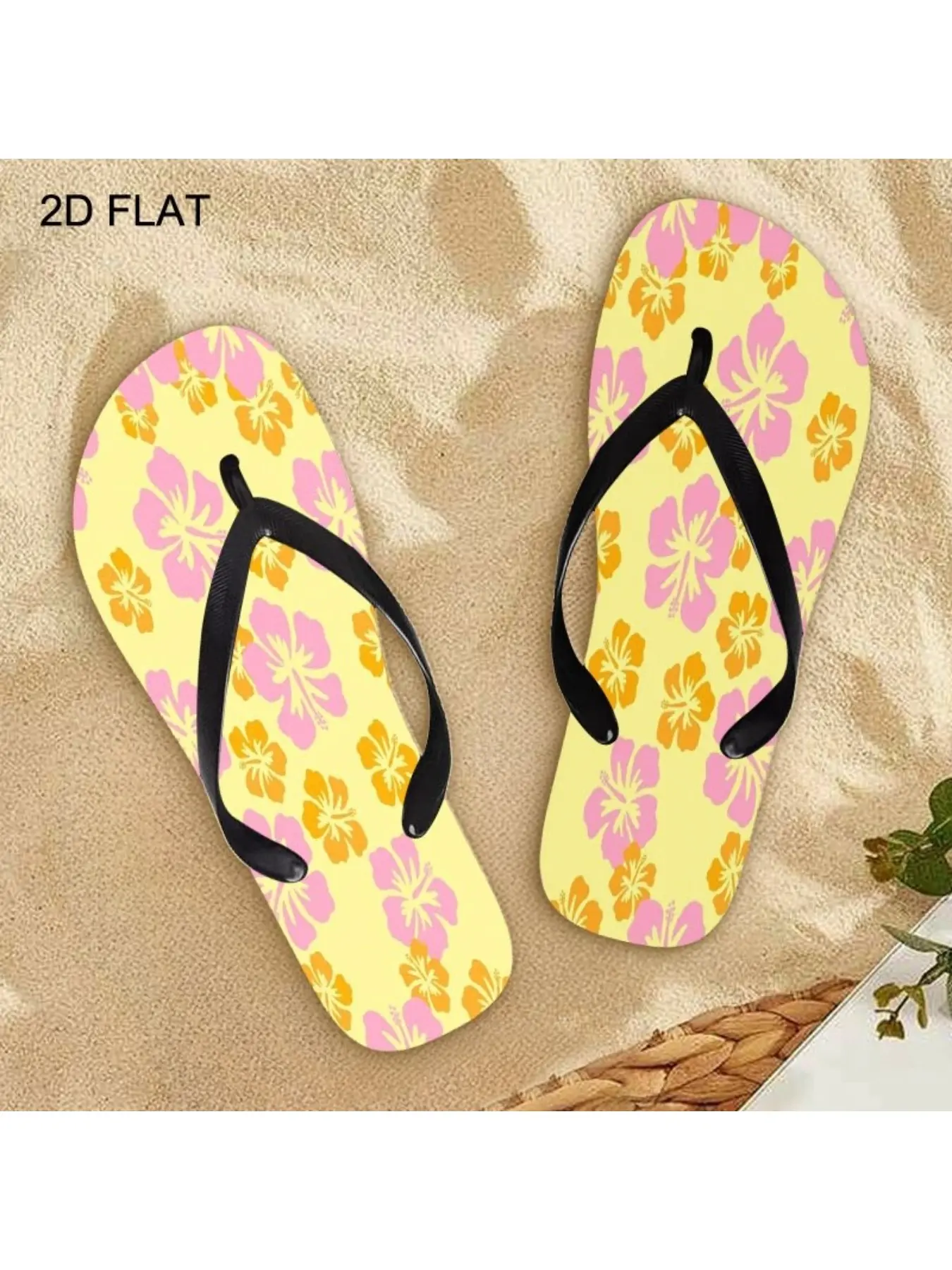2026 Summer New Women's Flip Flops, Hibiscus Flower Pattern, Open Toe, Flat Heel, Multiple Colors & Sizes Available, Bright Tropical Style, Ideal for Mother's Day, Easter, Holiday Gifting, All - Season Fashion Sandals, Women Shoes, Footwear