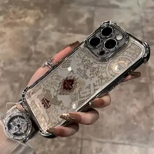 Applicable to Apple series.Harry Potter Hogwarts Marauder's Map Phone Case - Compatible with iPhone 16, 15, 14, 13, 12, 11 Pro Max, X, XR, XS Max, 8, 7 Plus |   Shockproof Transparent Soft Back Cover