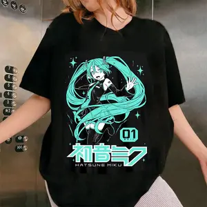 Anime Girl Kawaii T-shirt, Hatsune Miku T-shirt, Anime girl T-shirt Top Womenswear