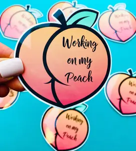 Peach Butt Gym Sticker, Peach Workout Sticker for Water Bottle, Gym Motivation Sticker, Weightlifting Sticker, Working on My Peach