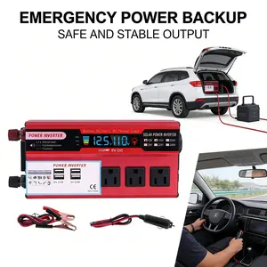 Must Have Car Power Inverter with 3 AC Outlets & 4 USB Ports DC 12V to 110V AC 5000W Peak Portable Power Converter for RV Camping Truck Boat Road Trip Emergency Power Supply