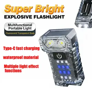 Portable Mini Keychain Light, 90 Degree Bendable Rechargeable Work Lamp, Outdoor Headlamp Tent Light, New Arrival Cross-Border