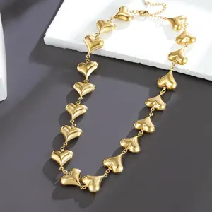 Full Puffy Heart Link Choker | 18K Gold Plated Alloy - Perfect for Coquette Style & Valentine's Day Gifts