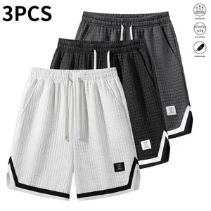 3-piece set of minimalist casual shorts featuring an elastic waistband, drawstring, and pockets, suitable for everyday commuting outfits