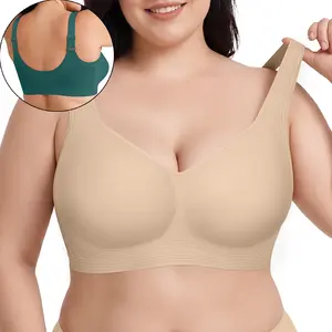 OEAK Women Jelly Pullover Wireless Bra Seamless Push Up Bralette Full Coverage Supportive Everyday Plus Size T-Shirt Bra