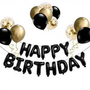 26-Piece Gold Pearl Color Birthday Party Decoration Balloons Set, Includes Happy Birthday Letters, Metal & Latex Balloons for Parties