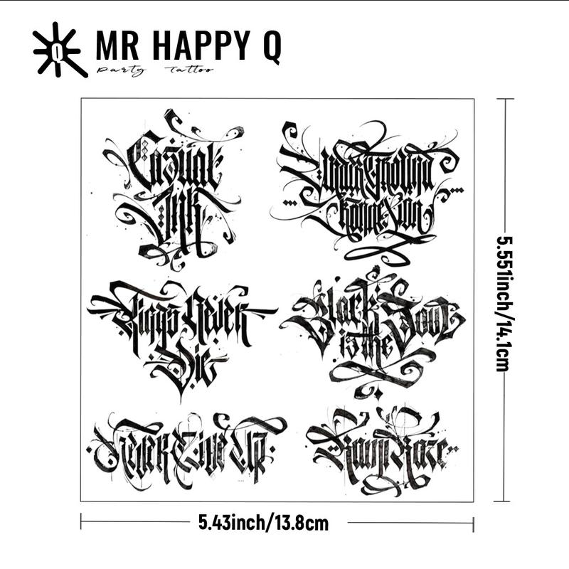 One temporary tattoo sticker, eye-catching cursive lettering tattoo sticker - street graffiti style "KINGS NEVER DIE" and other lettering designs, cool and casual temporary tattoo stickers for men and women on hands, neck and head, street clothing accesso