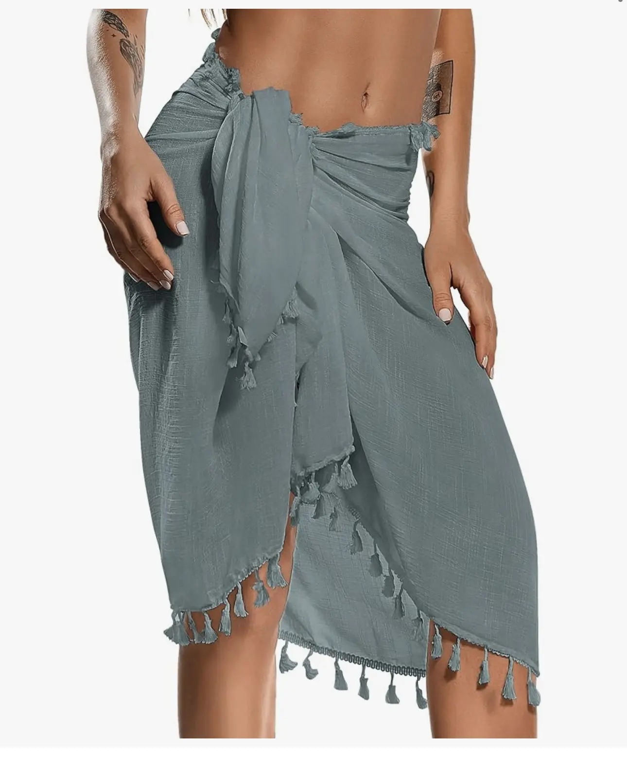 Sarong Pareo Short Skirt with Tassels Coverup