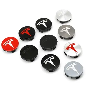 4-Pack 56mm Car Wheel Center Caps, Integrated Tire HUB Emblem Stickers, Car Decals for Tesla Model Y/3/s/x/roadster, Durable & Stylish Design