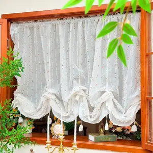 Adjustable Curtain with Colorful Candy Bean Decorations, Wave Pleated Design, 1 Piece, Home Decoration Curtain, Stylish Window Treatment