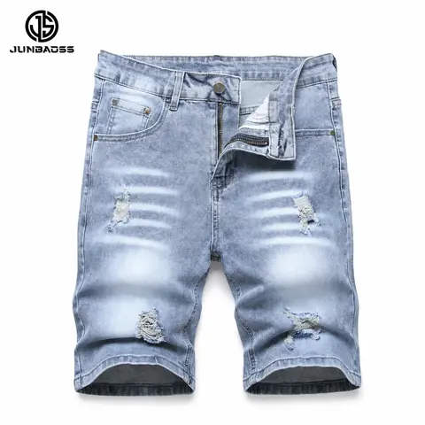 JUNBAOSS Men's Slim Fit Stretch Denim Shorts Ripped Skinny Jean Shorts for Men,Fashion Straight Comfort Flex Waist Short Jean